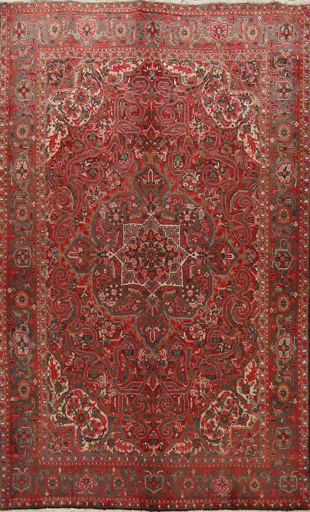 Floral Red Heriz Persian Area Rug 7x10