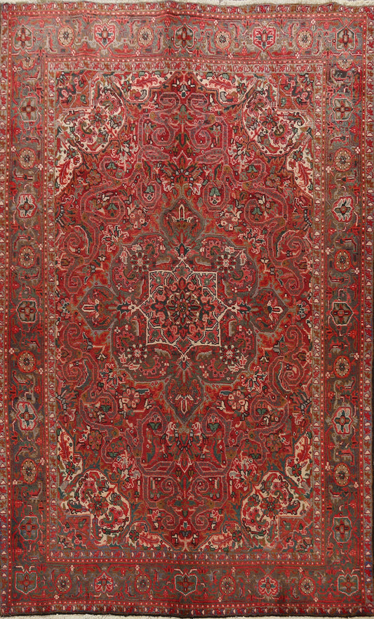 Floral Red Heriz Persian Area Rug 7x10