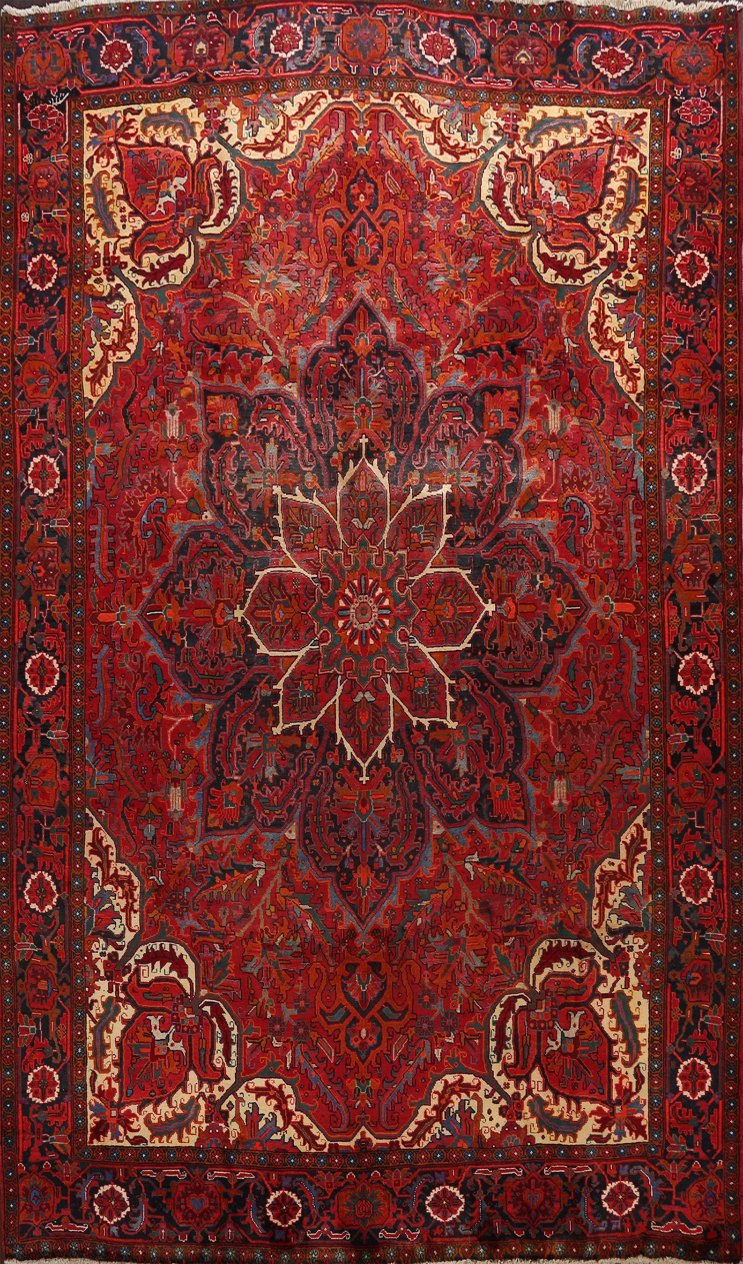 Geometric Red Heriz Persian Area Rug 9x12