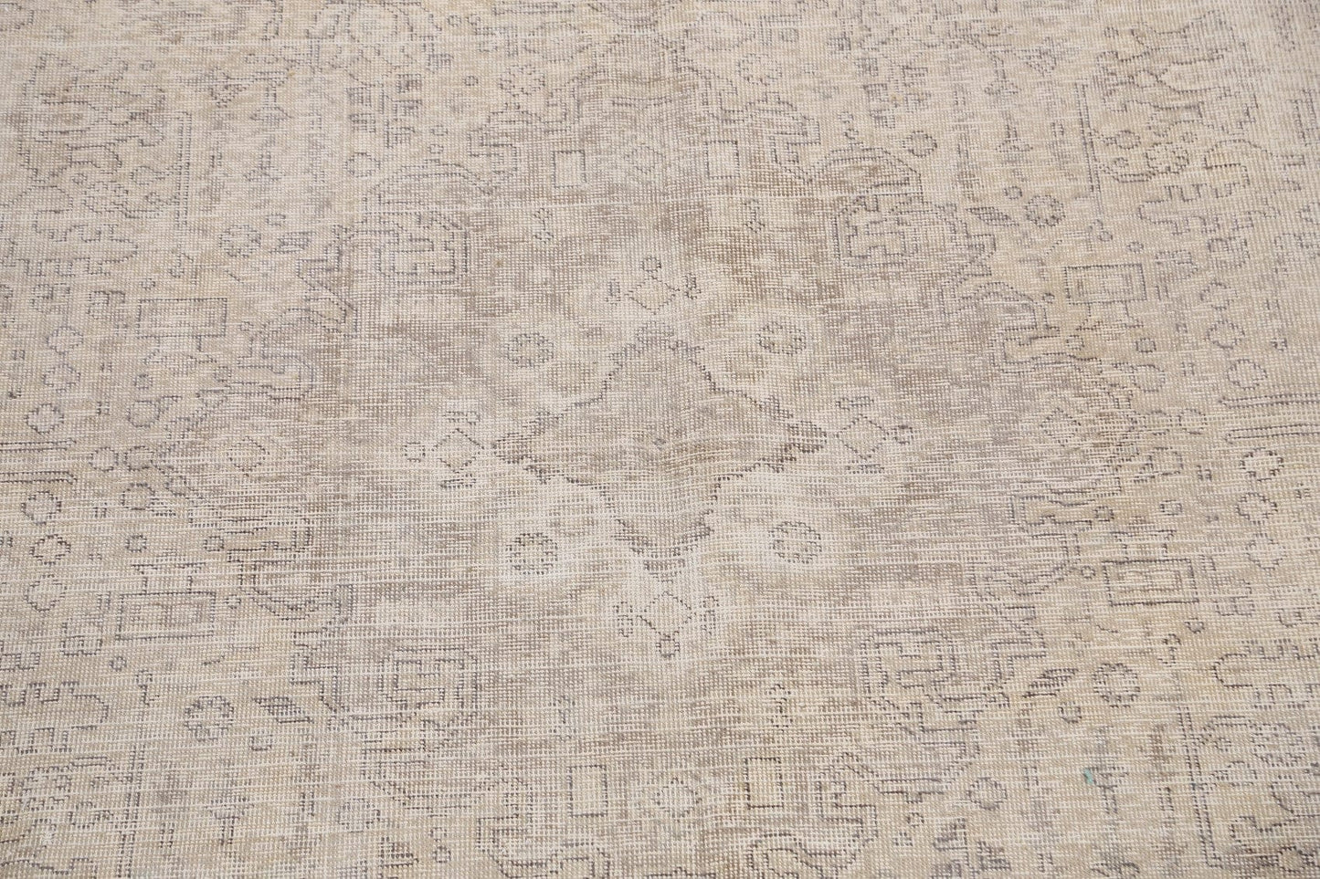 Muted Distressed Geometric Tabriz Persian Area Rug 7x10