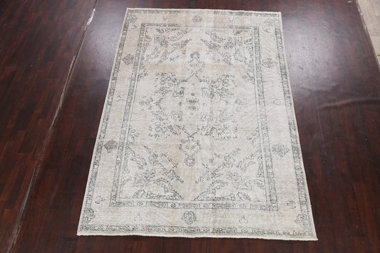 Distressed Floral Tabriz Persian Area Rug 7x10