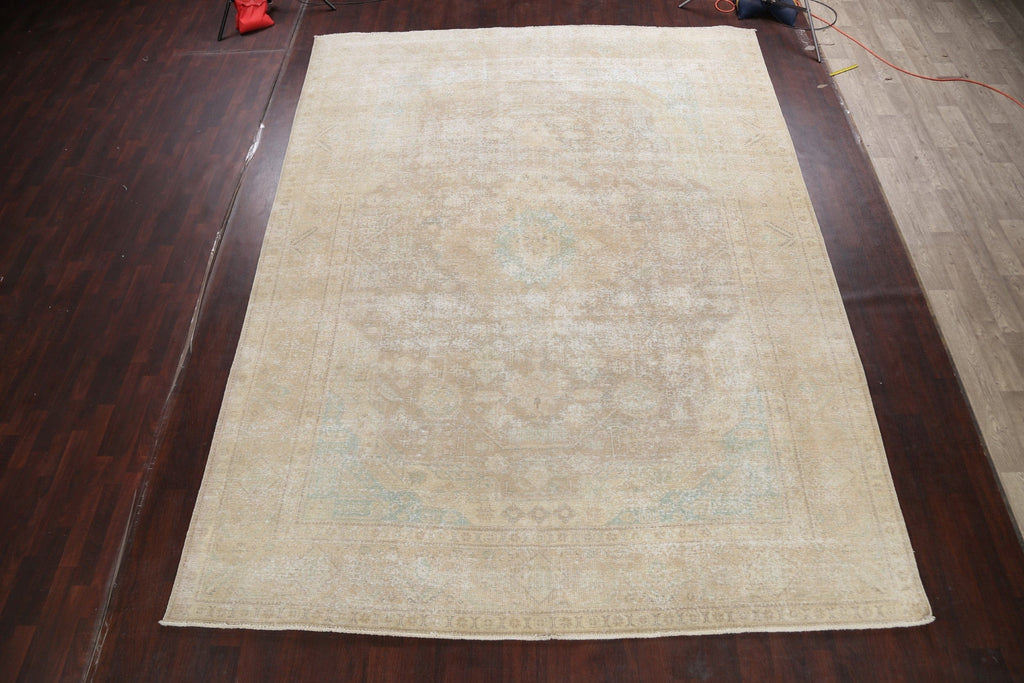 Muted Distressed Tabriz Persian Area Rug 10x13