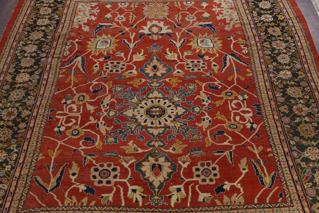 Pre-1900 Antique Sultanabad Vegetable Dye Persian Rug 12x15