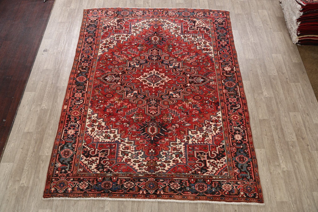 Vintage Red Heriz Persian Area Rug 8x10