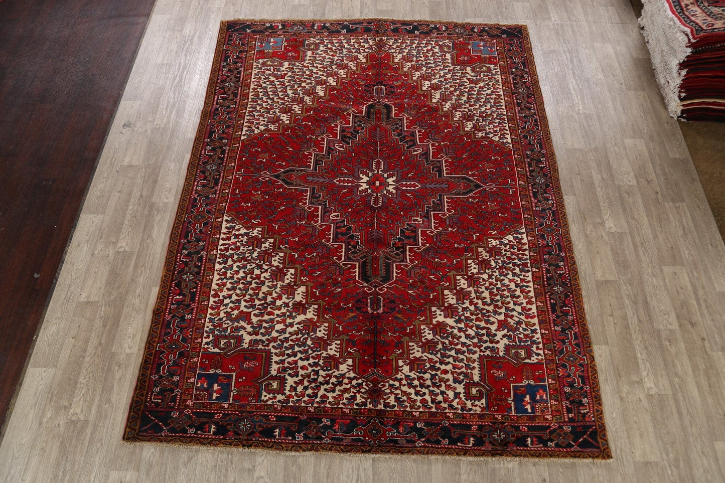 Red Geometric Heriz Persian Area Rug 8x11