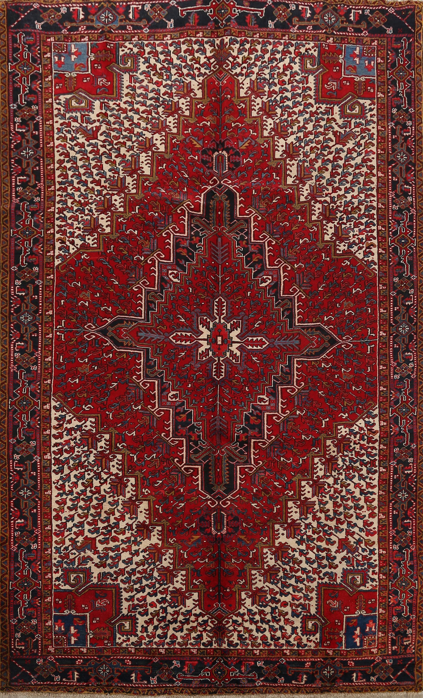 Red Geometric Heriz Persian Area Rug 8x11