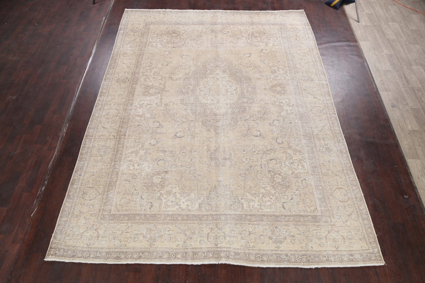 Muted Distressed Tabriz Persian Area Rug 9x12