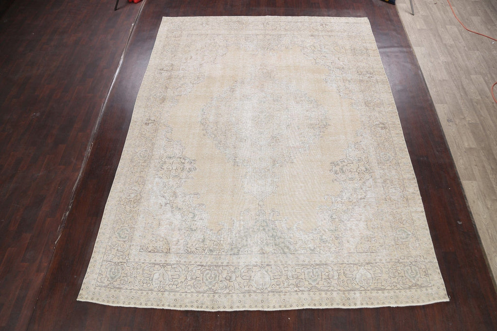 Distressed Floral Tabriz Persian Area Rug 10x12