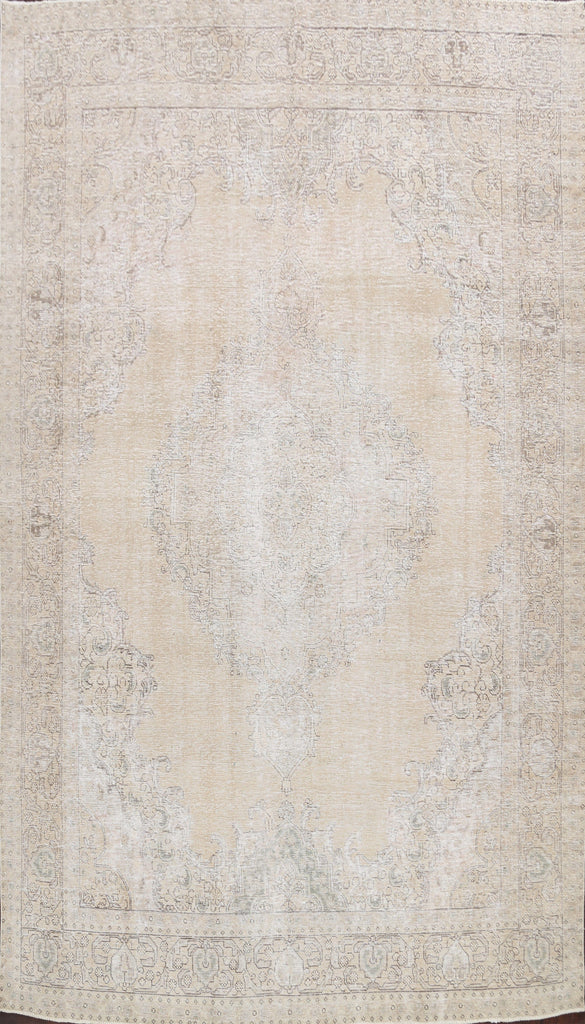 Distressed Floral Tabriz Persian Area Rug 10x12