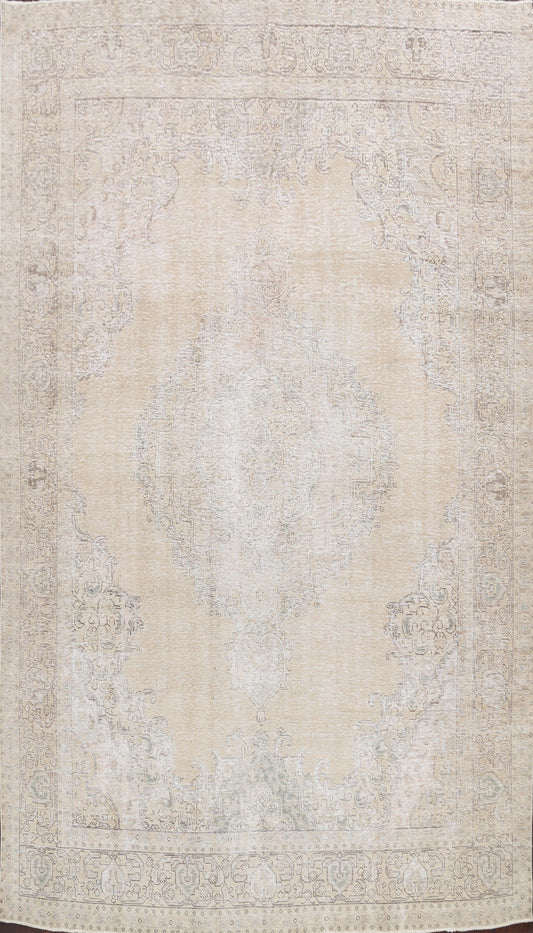 Distressed Floral Tabriz Persian Area Rug 10x12