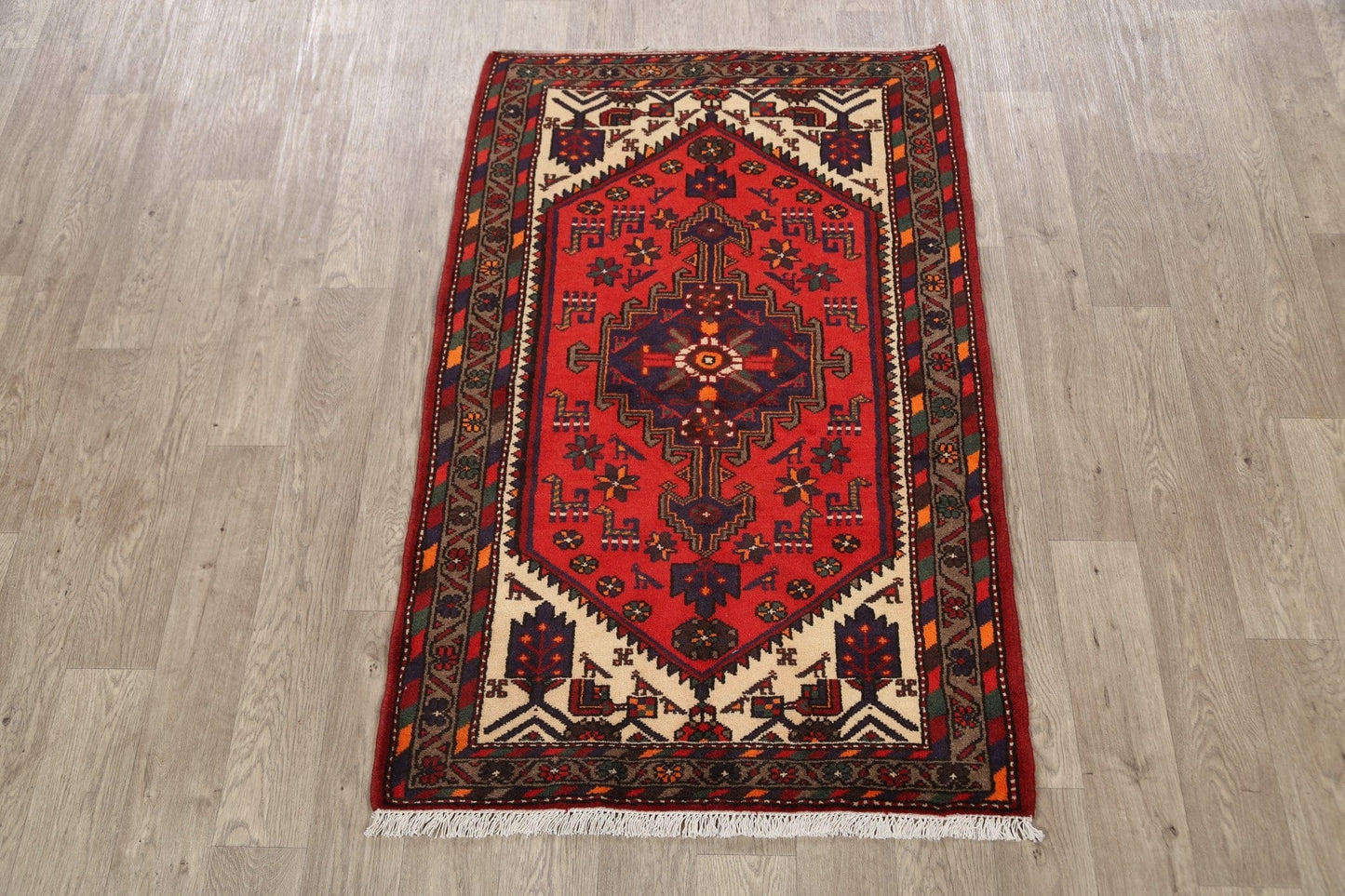 Tribal Geometric Hamedan Persian Area Rug 3x5