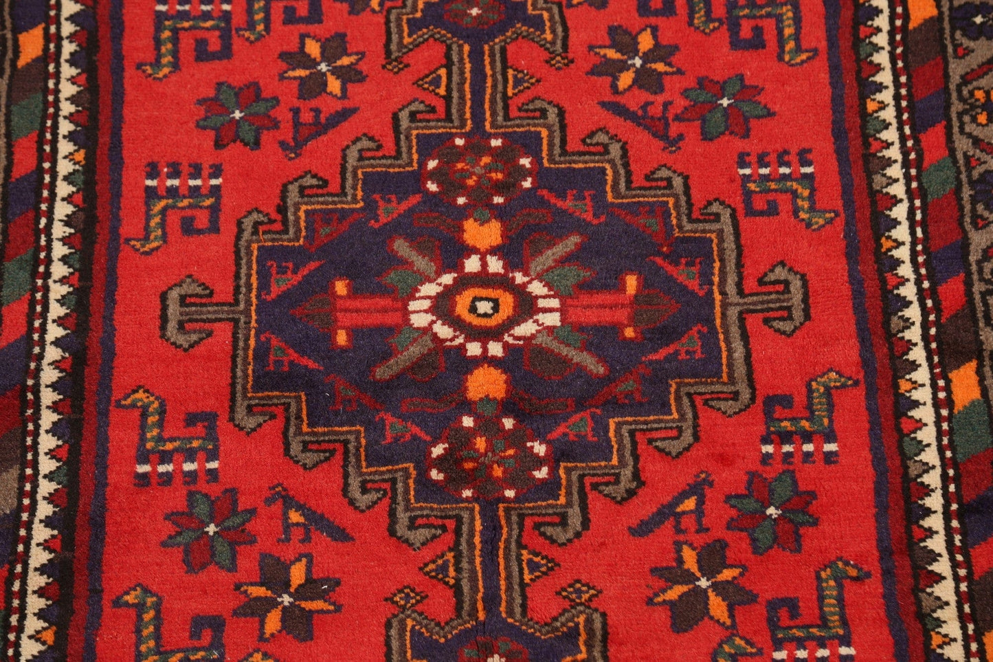 Tribal Geometric Hamedan Persian Area Rug 3x5