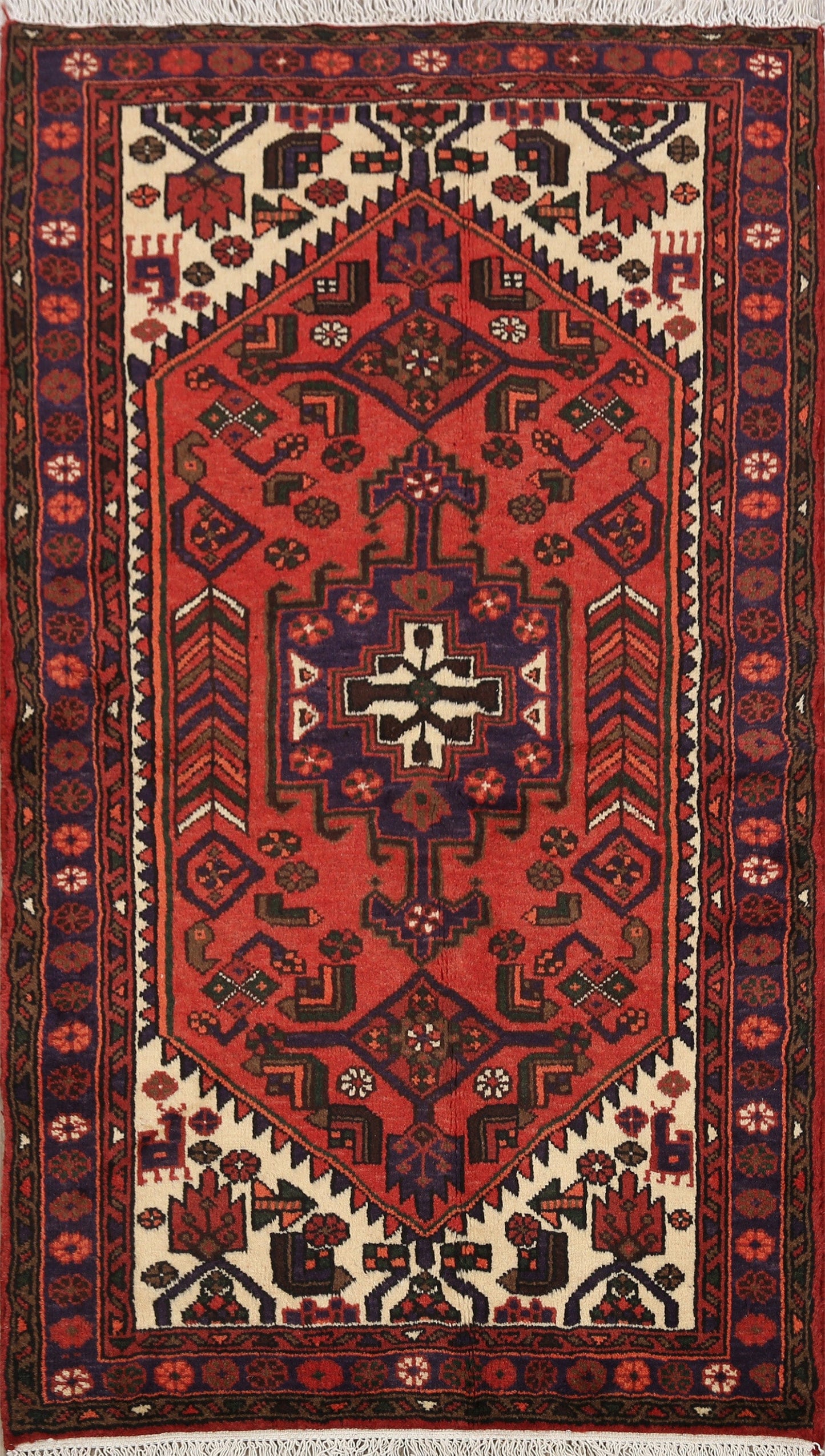 Tribal Geometric Hamedan Persian Area Rug 3x5