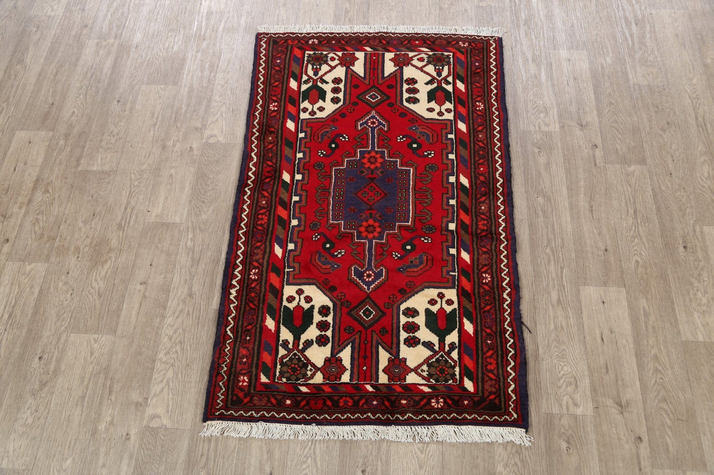 Tribal Geometric Hamedan Persian Area Rug 3x5