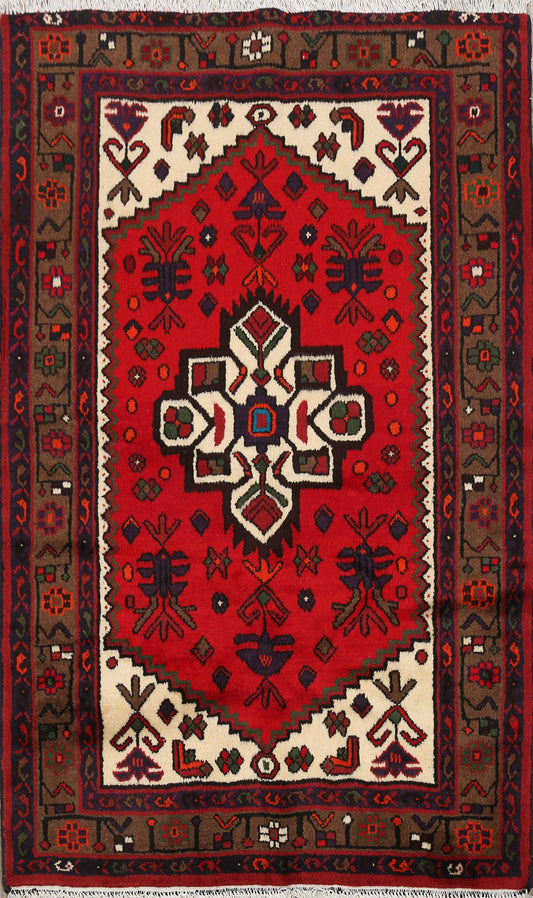 Tribal Geometric Hamedan Persian Area Rug 3x4