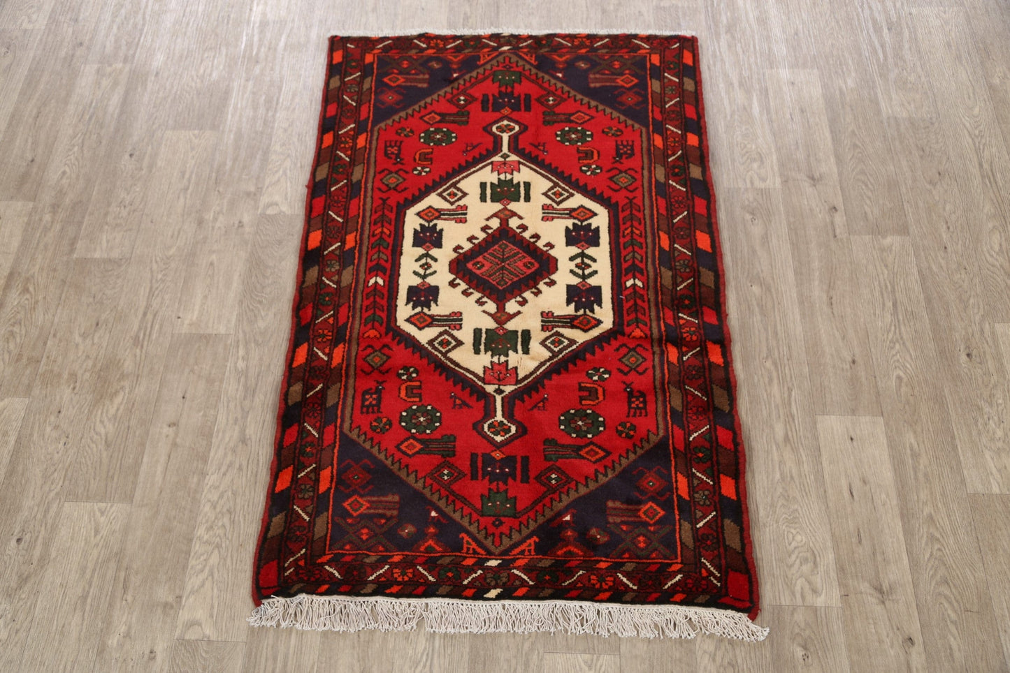 Tribal Geometric Hamedan Persian Area Rug 3x5