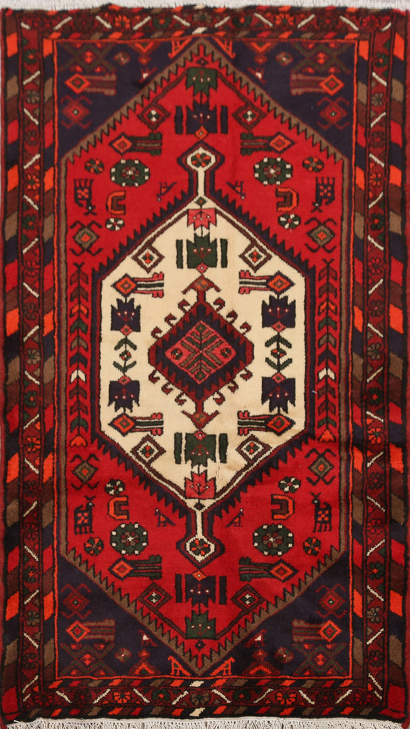 Tribal Geometric Hamedan Persian Area Rug 3x5