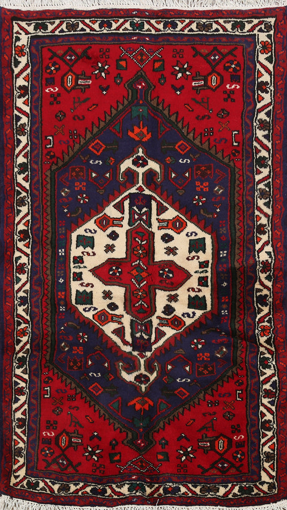 Tribal Geometric Hamedan Persian Area Rug 3x5