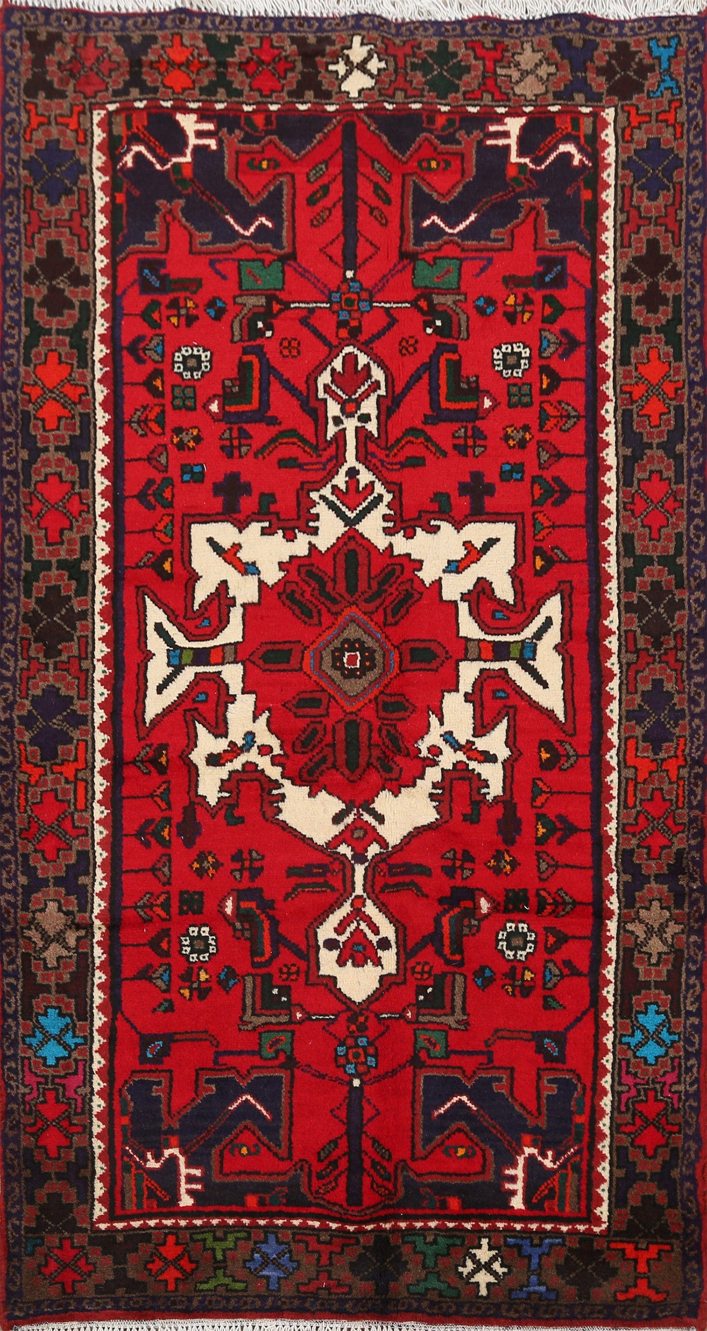 Geometric Hamedan Persian Area Rug 3x5