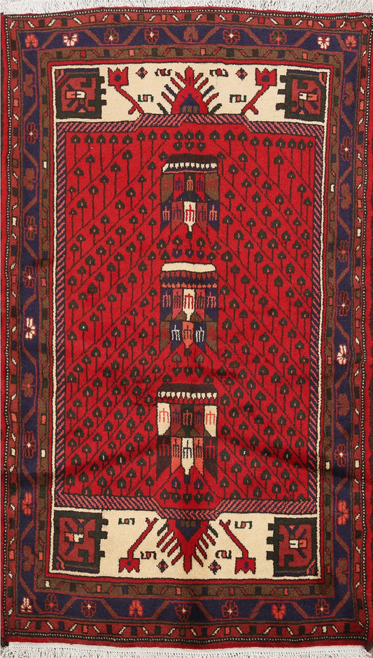 Geometric Hamedan Persian Area Rug 3x5