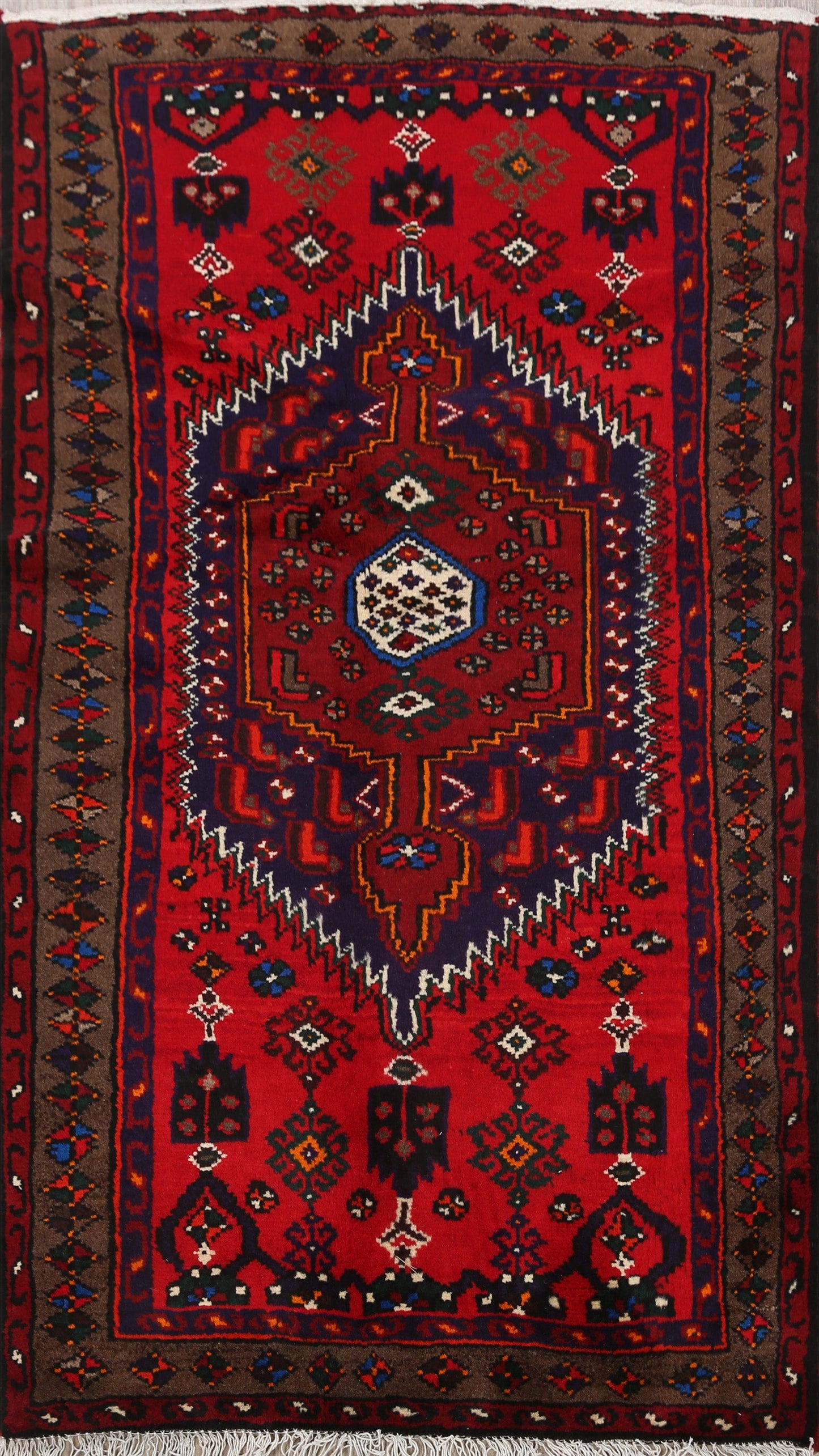 Tribal Geometric Hamedan Persian Area Rug 3x5