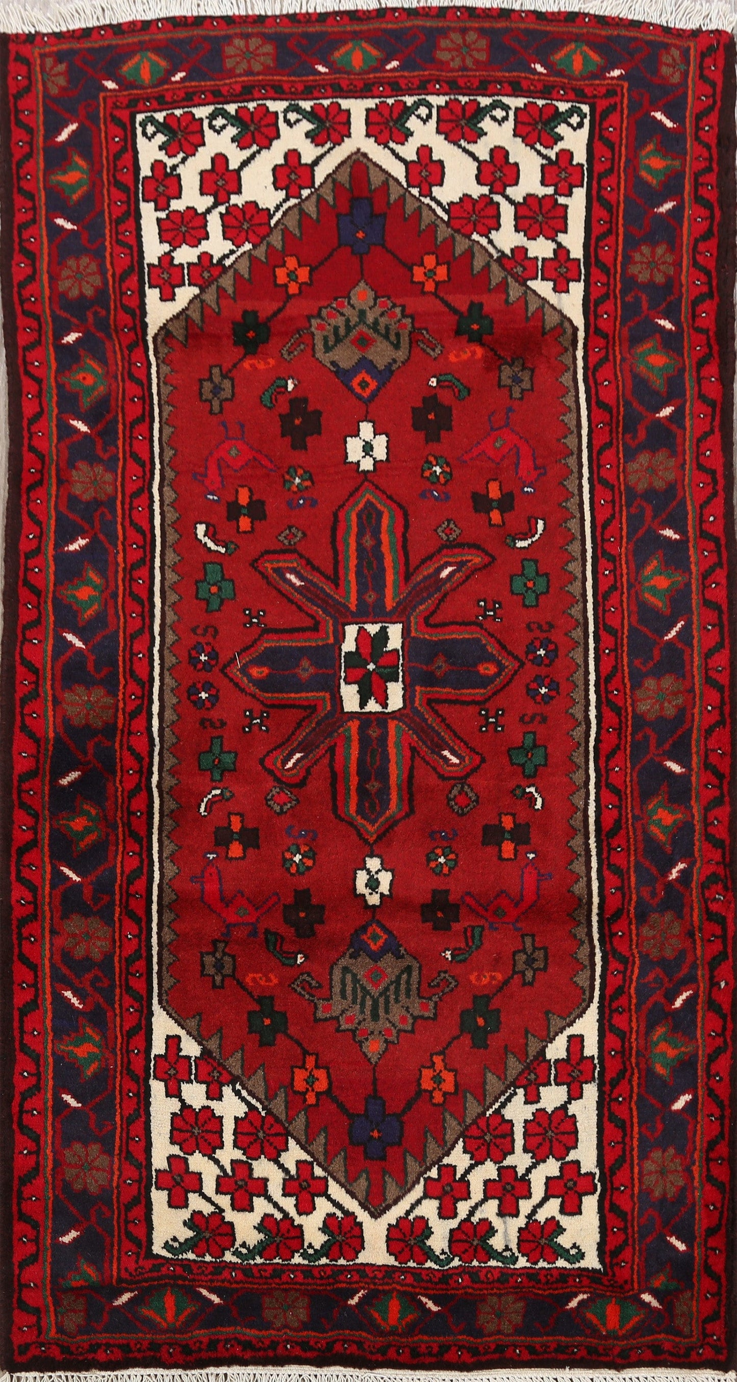 Tribal Geometric Hamedan Persian Area Rug 3x5