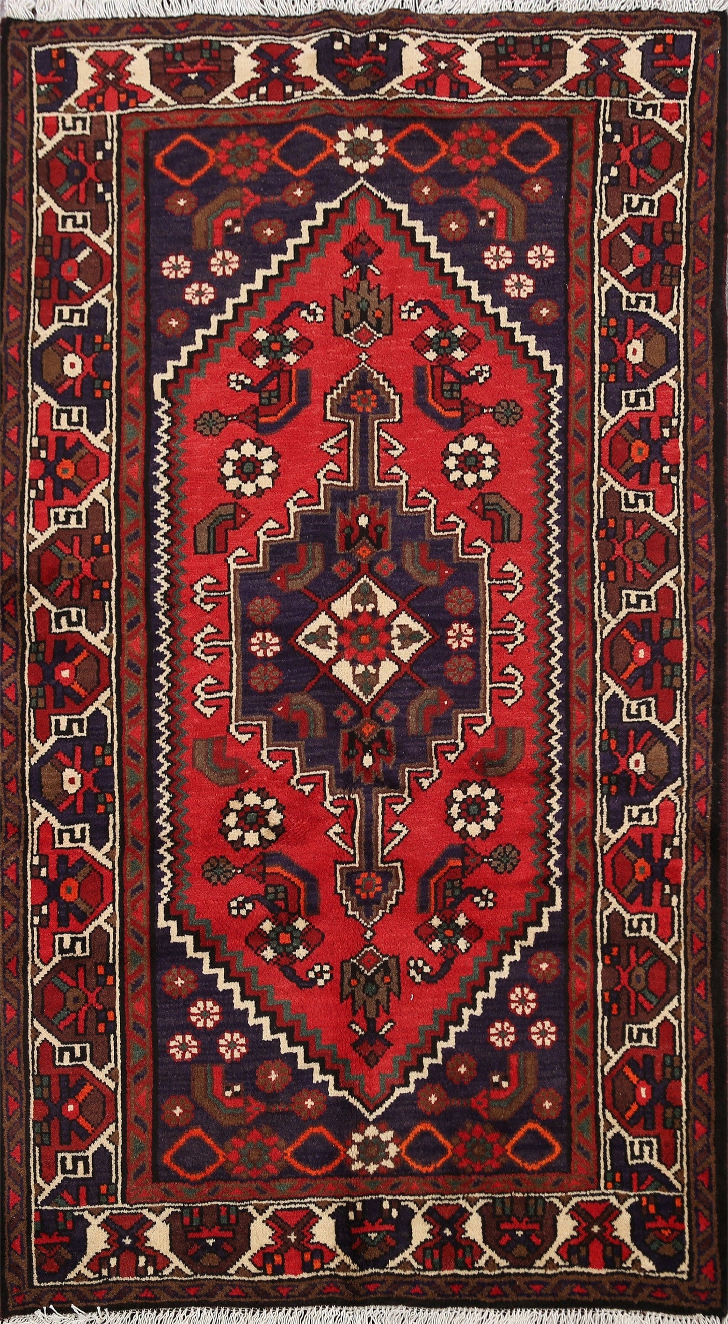 Tribal Geometric Hamedan Persian Area Rug 3x5