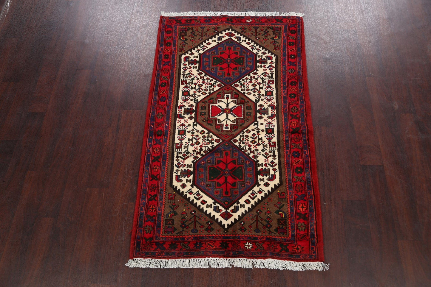 Tribal Geometric Hamedan Persian Area Rug 3x5