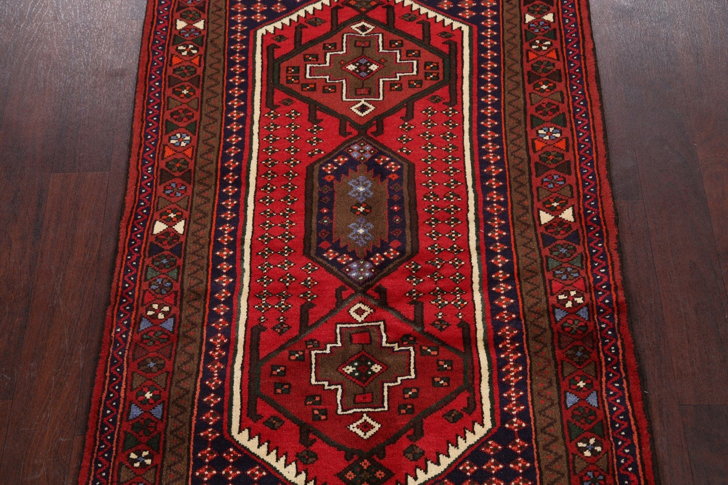 Geometric Hamedan Persian Area Rug 3x5