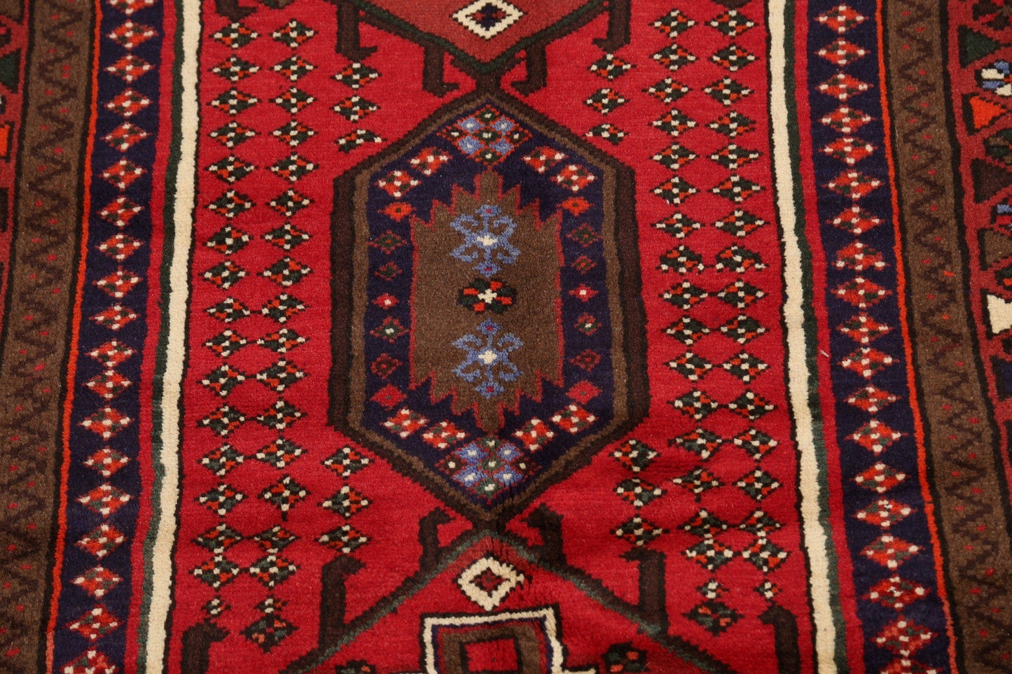 Geometric Hamedan Persian Area Rug 3x5