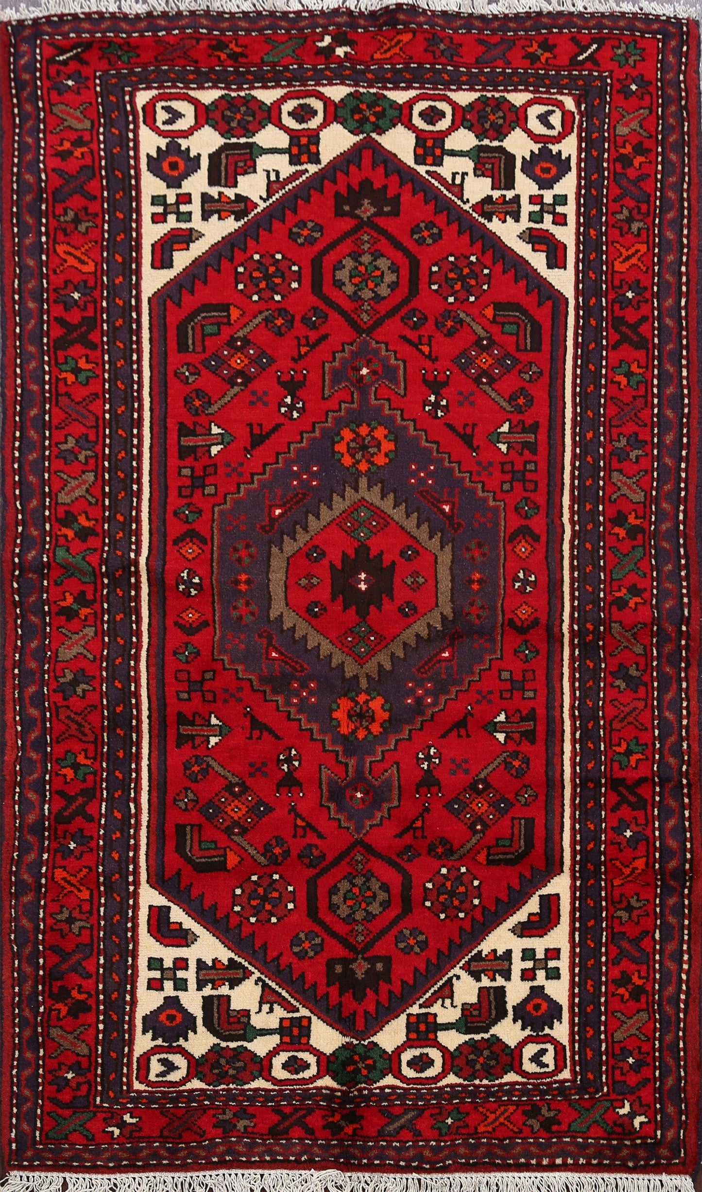 Tribal Hamedan Persian Area Rug 3x5