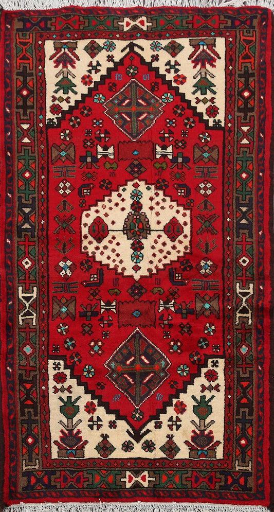 Geometric Hamedan Persian Area Rug 3x5