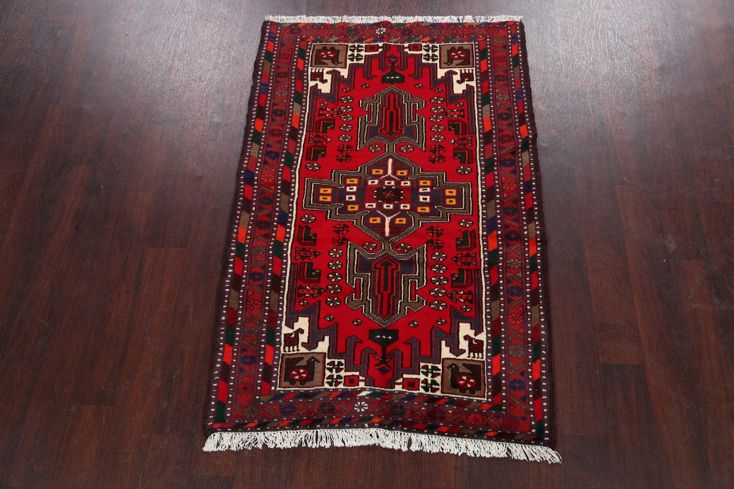 Tribal Geometric Hamedan Persian Area Rug 3x5