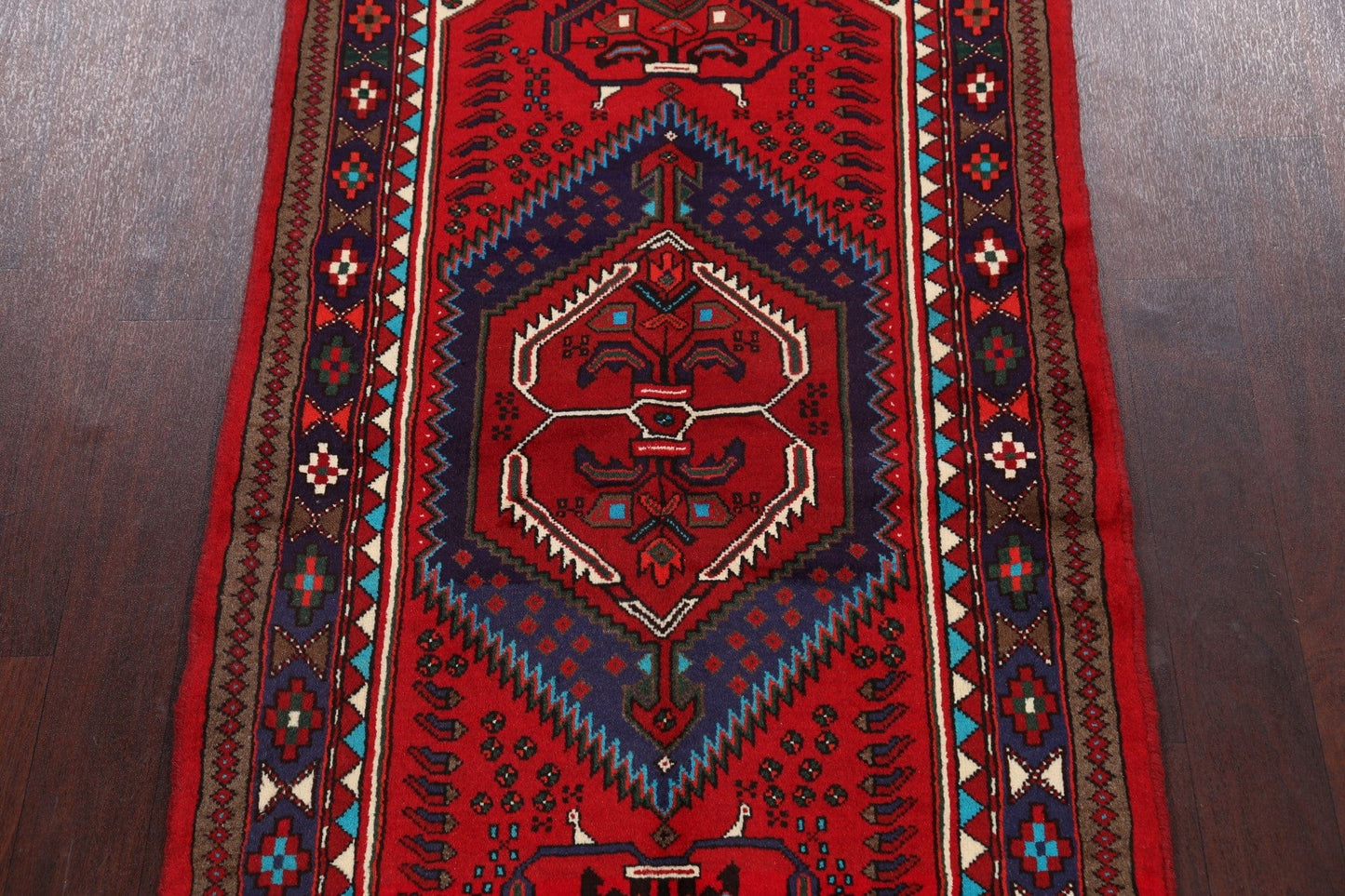 Geometric Hamedan Persian Area Rug 3x5