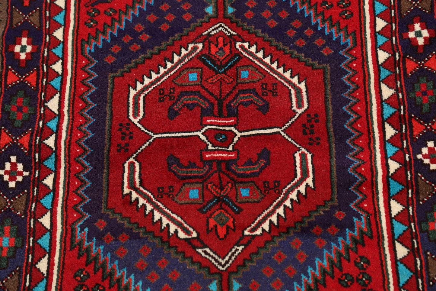 Geometric Hamedan Persian Area Rug 3x5