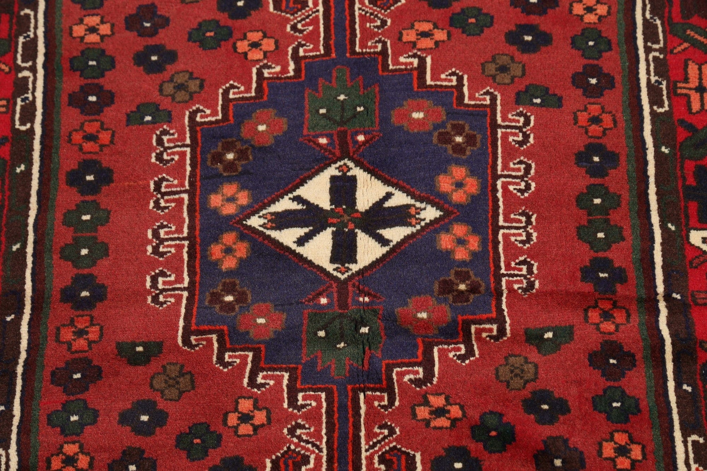 Geometric Hamedan Persian Area Rug 3x5