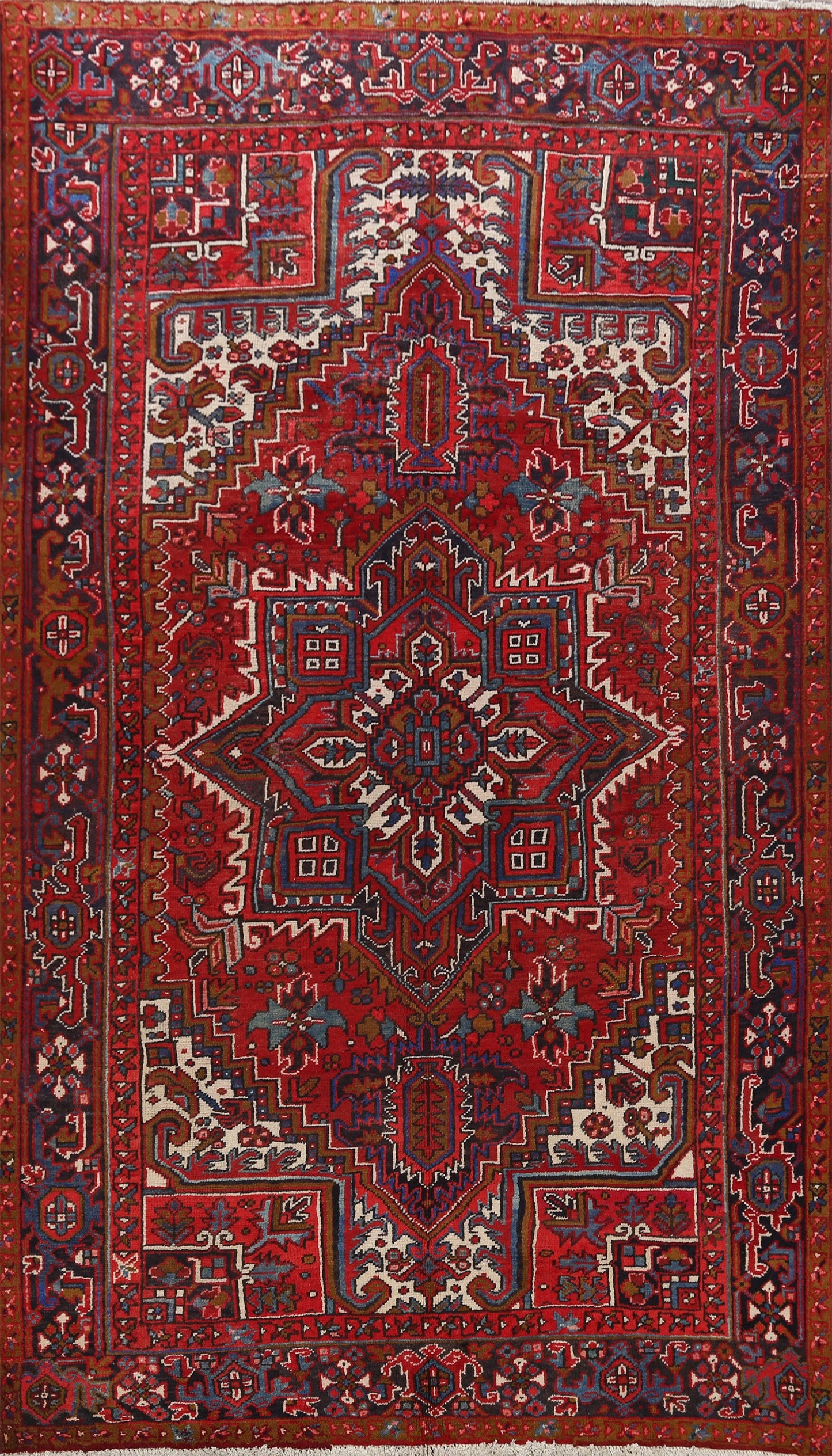 Geometric Heriz Persian Area Rug 7x11