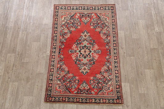 Floral Red Mahal Persian Area Rug 4x6