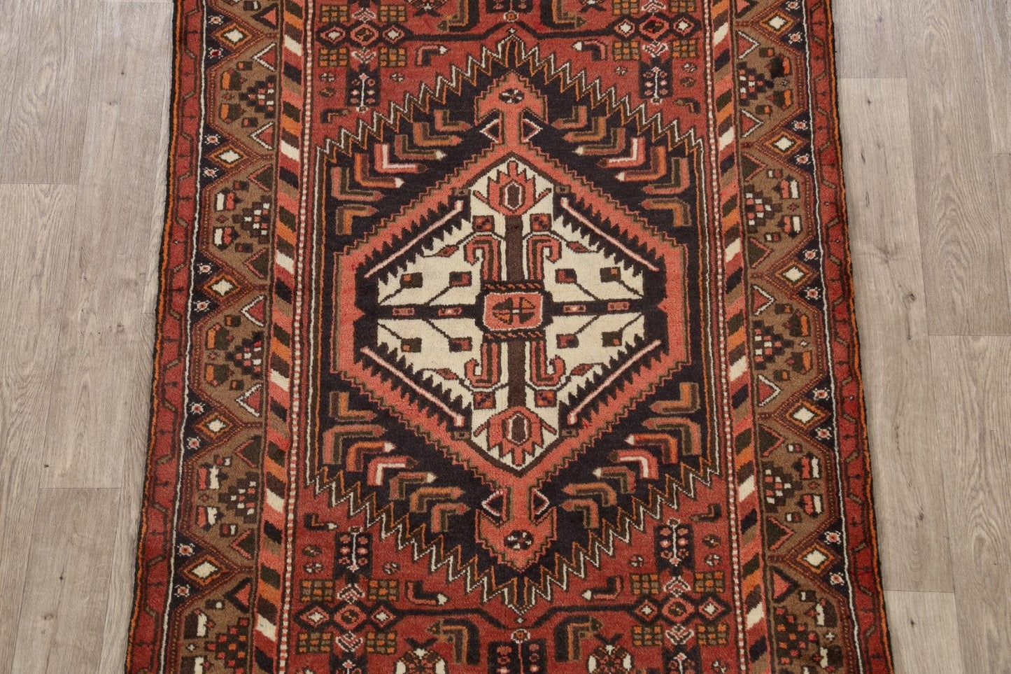 Geometric Hamedan Persian Area Rug 4x7