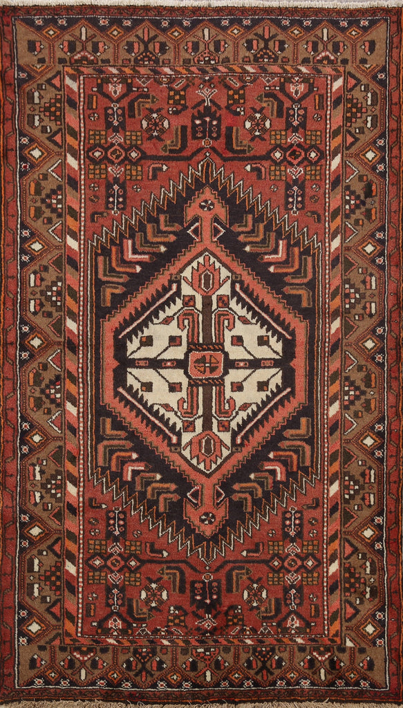 Geometric Hamedan Persian Area Rug 4x7