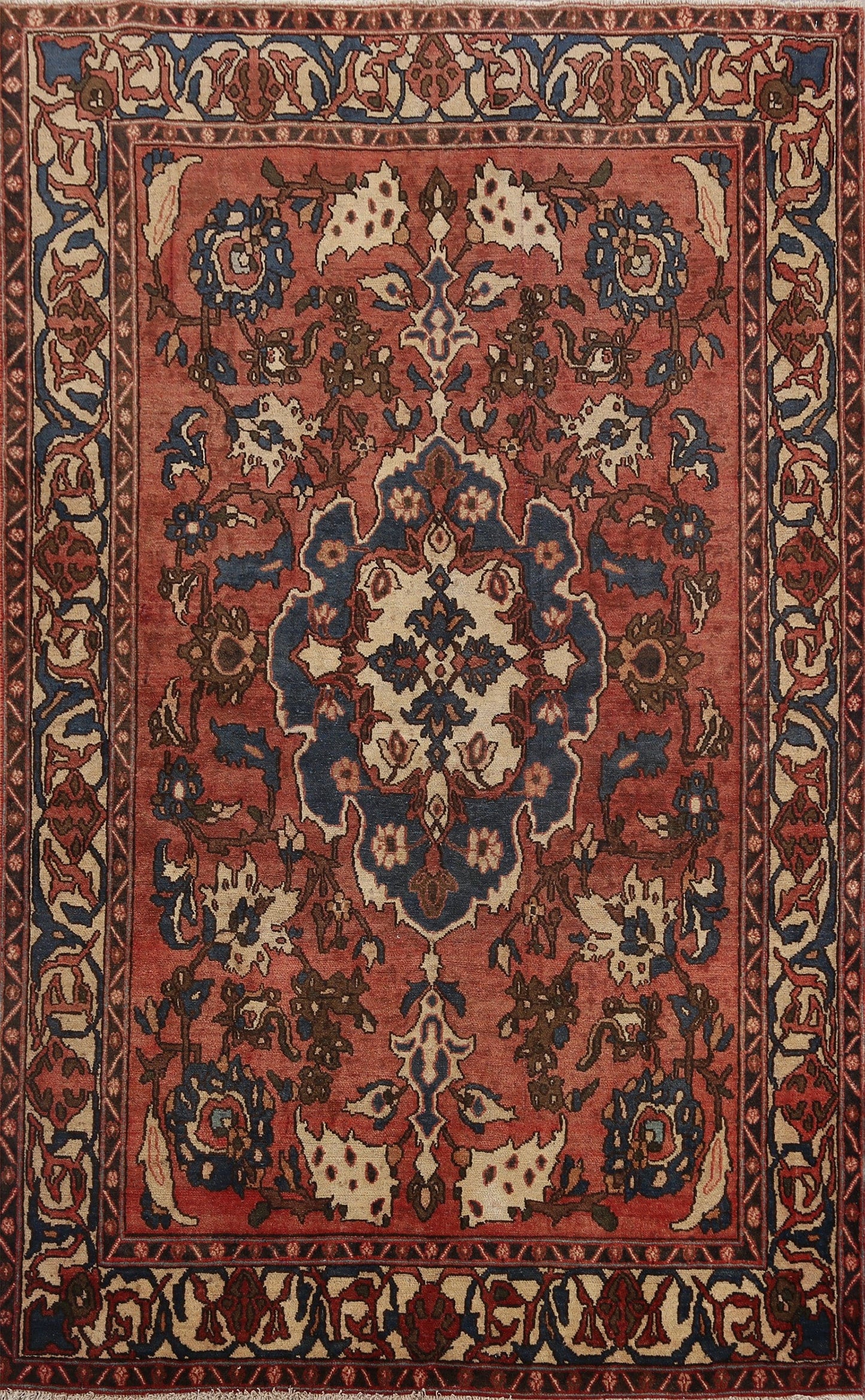 Antique Vegetable Dye Bakhtiari Persian Area Rug 5x7