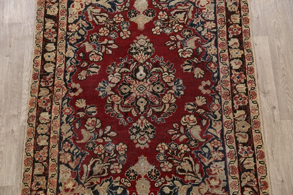 Pre-1900 Antique Floral Mahal Persian Area Rug 4x6