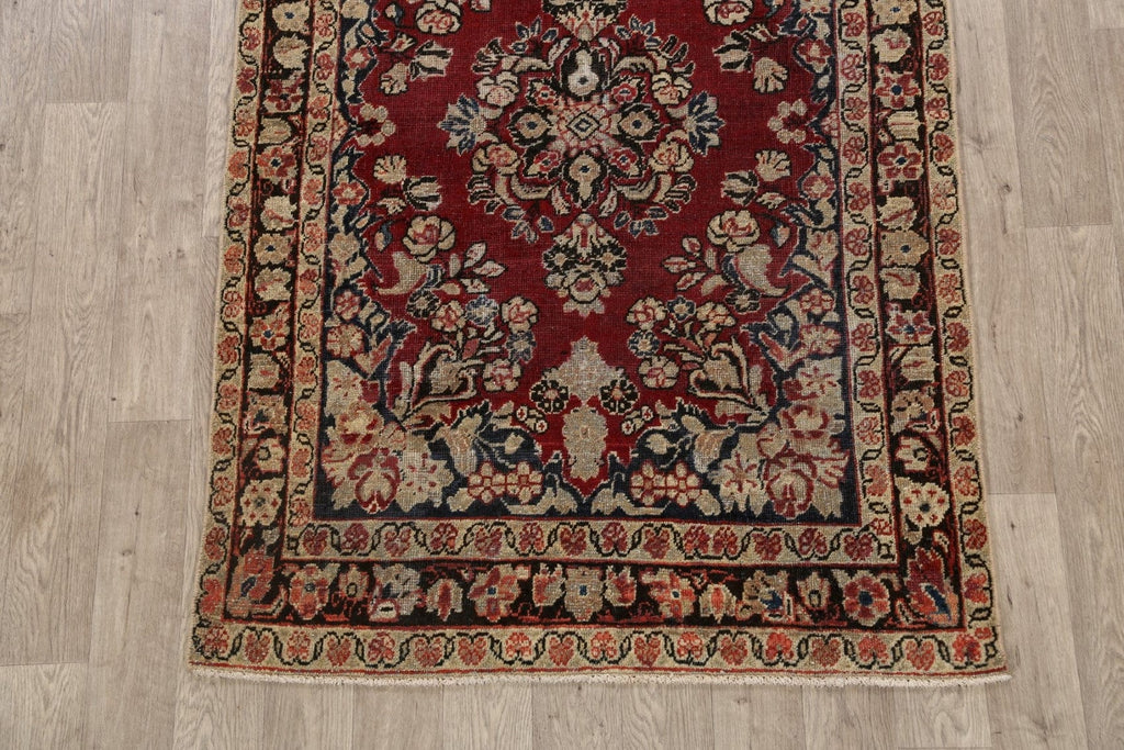 Pre-1900 Antique Floral Mahal Persian Area Rug 4x6