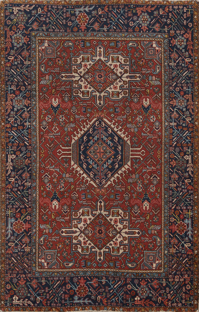 Antique 100% Vegetable Dye Gharajeh Persian Area Rug 4x6