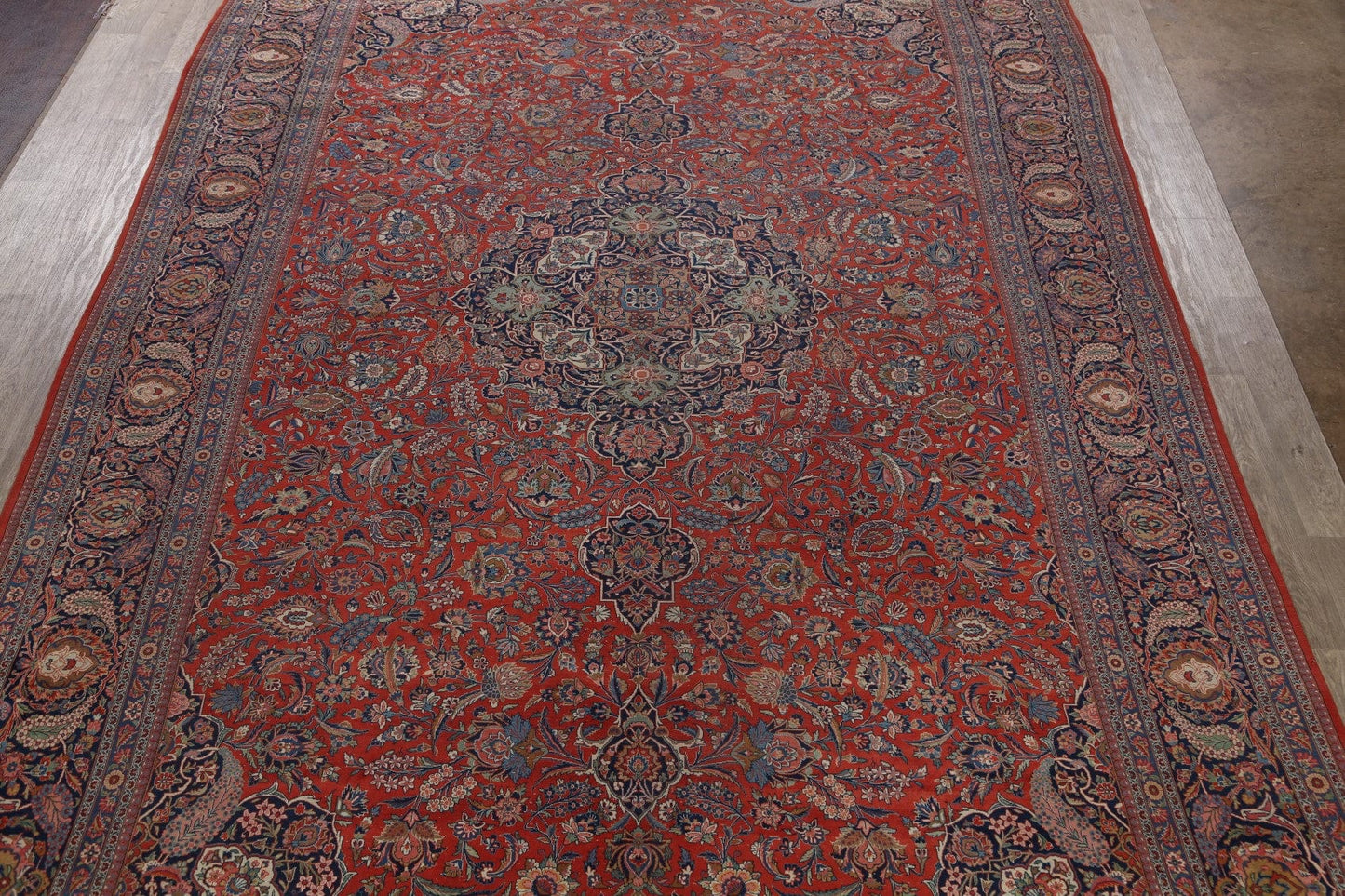 Pre-1900 Vegetable Dye kashan Persian Area 11x18 Large