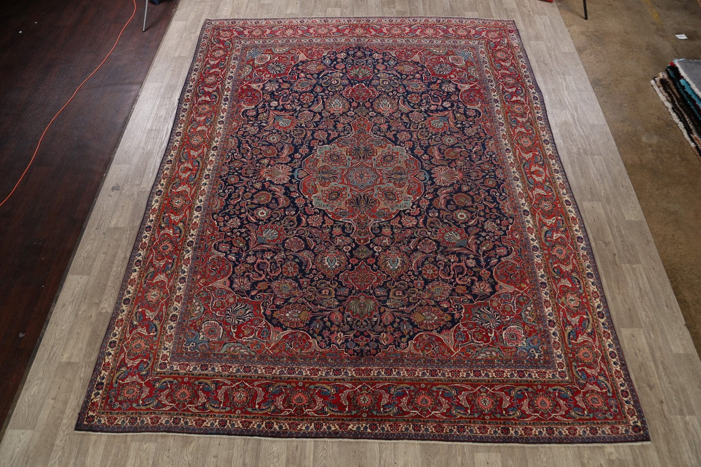 Antique Vegetable Dye Kashan Dabir Persian Area Rug 10x13