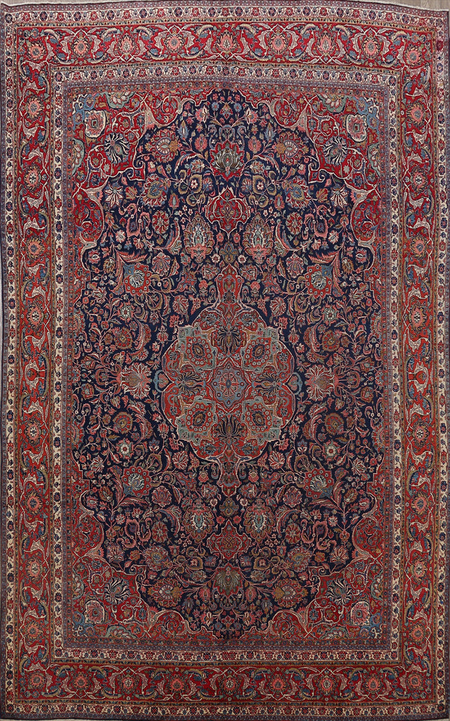 Antique Vegetable Dye Kashan Dabir Persian Area Rug 10x13