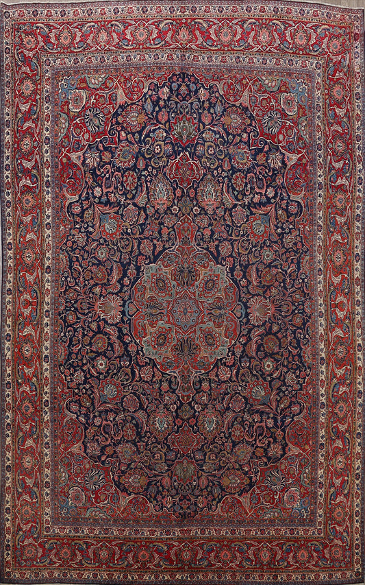 Antique Vegetable Dye Kashan Dabir Persian Area Rug 10x13