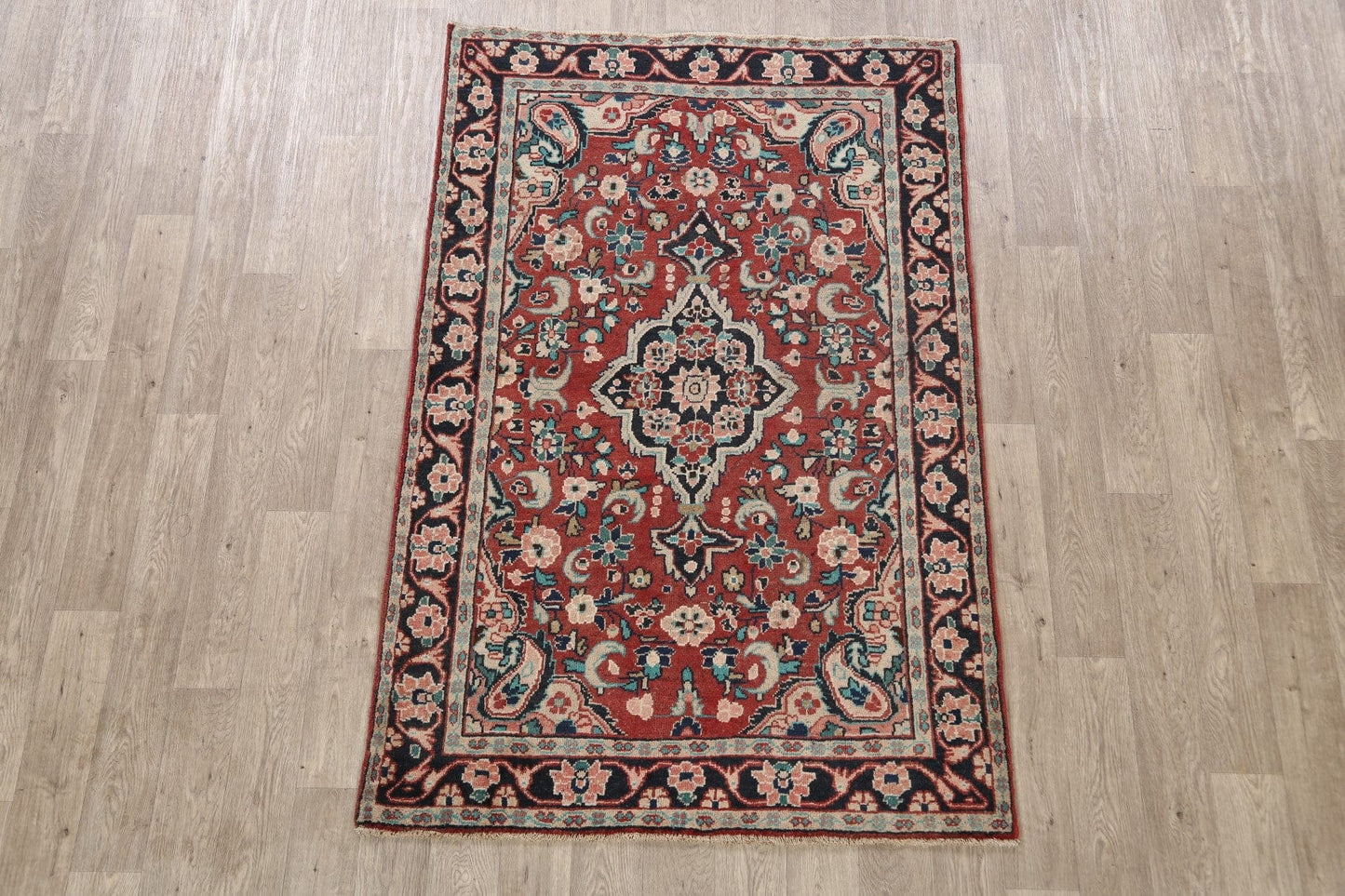 Antique Floral Mahal Persian Area Rug 4x7