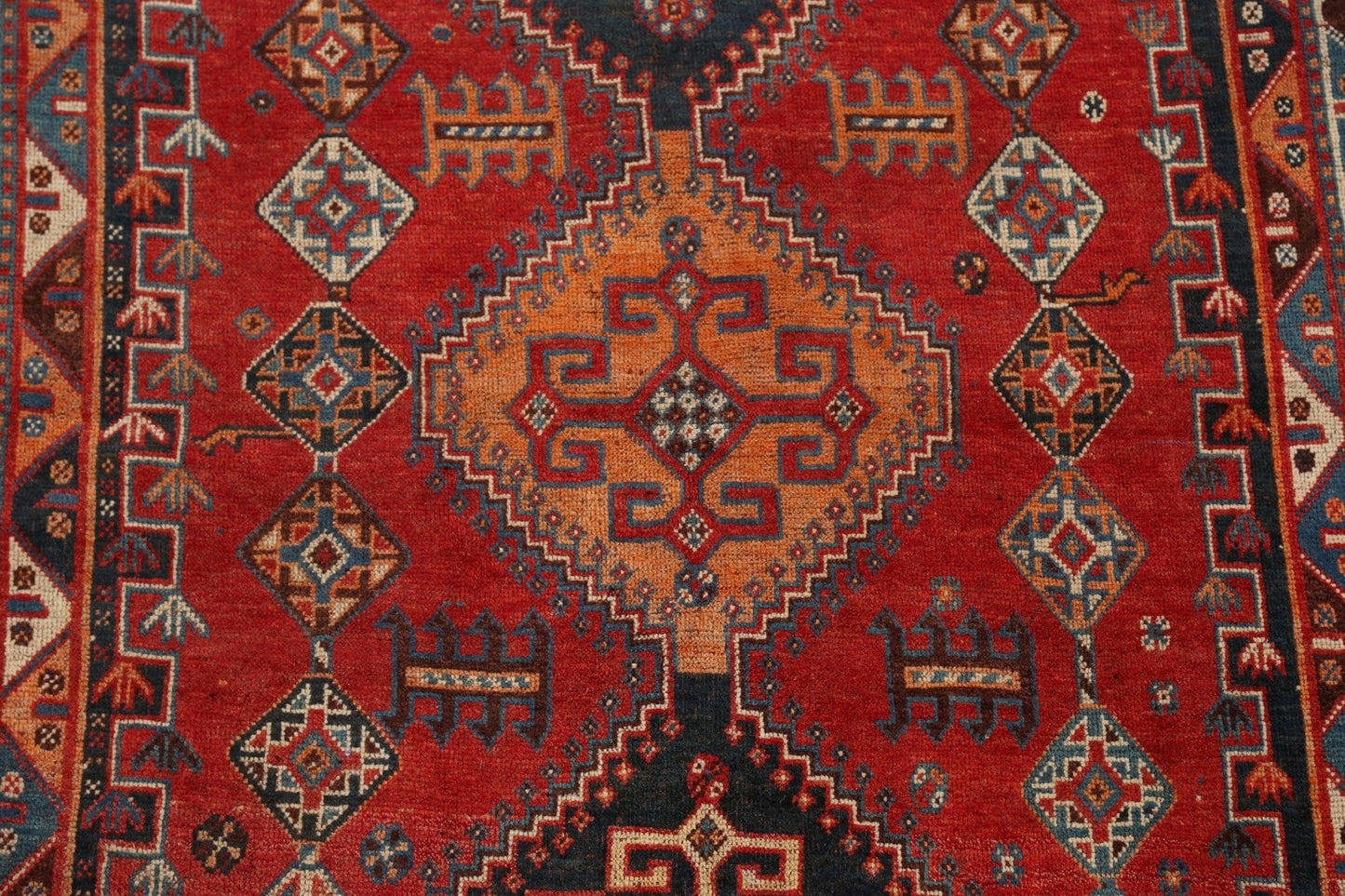 Antique Geometric Kashkoli Persian Area Rug 4x7